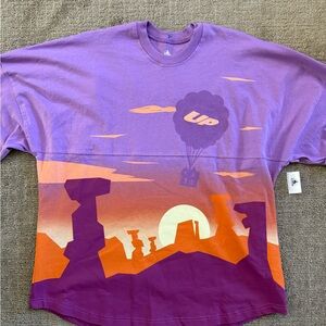 Disney UP Sunset Graphic Spirit Jersey Purple & Orange NWT Size XL paradise fall